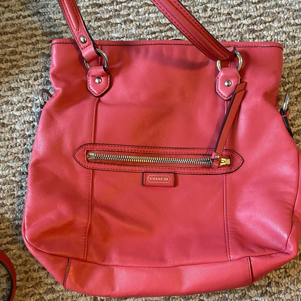 Pink coach bag - cross body and double strap. Never used.